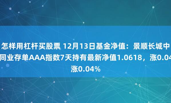 怎样用杠杆买股票 12月13日基金净值：景顺长城中证同业存单AAA指数7天持有最新净值1.0618，涨0.04%