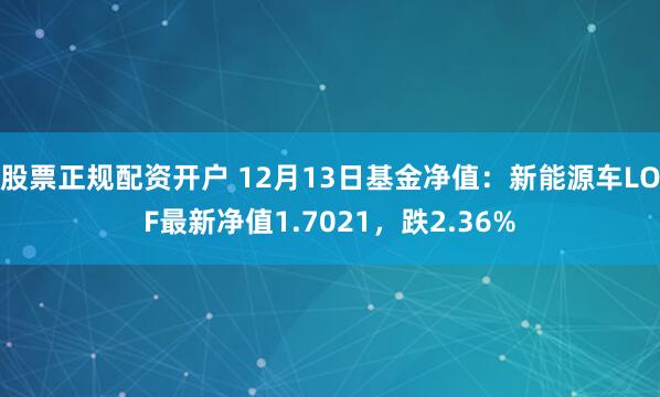 股票正规配资开户 12月13日基金净值：新能源车LOF最新净值1.7021，跌2.36%