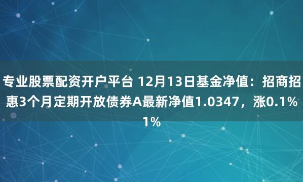 专业股票配资开户平台 12月13日基金净值：招商招惠3个月定期开放债券A最新净值1.0347，涨0.1%