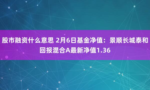 股市融资什么意思 2月6日基金净值：景顺长城泰和回报混合A最新净值1.36